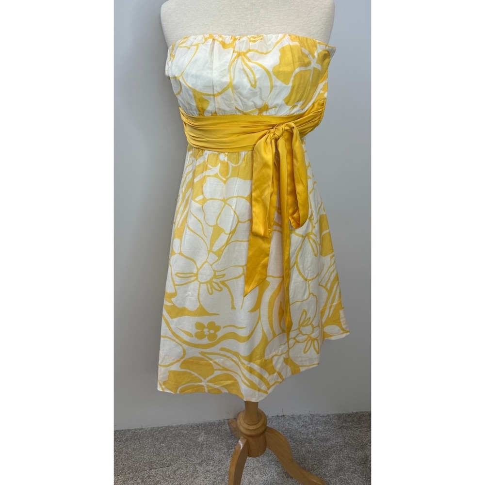 NEW The Limited Y2K Cotton Silk Floral Strapless Tube Dress Size 6 Babydoll Sash - Picture 16 of 16